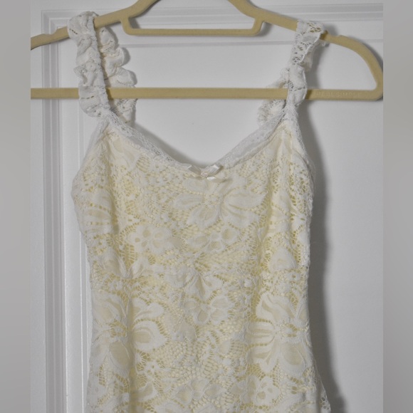 Stunning vintage 90s-inspired cream mini dress with floral lace overlay size M - Picture 3 of 5